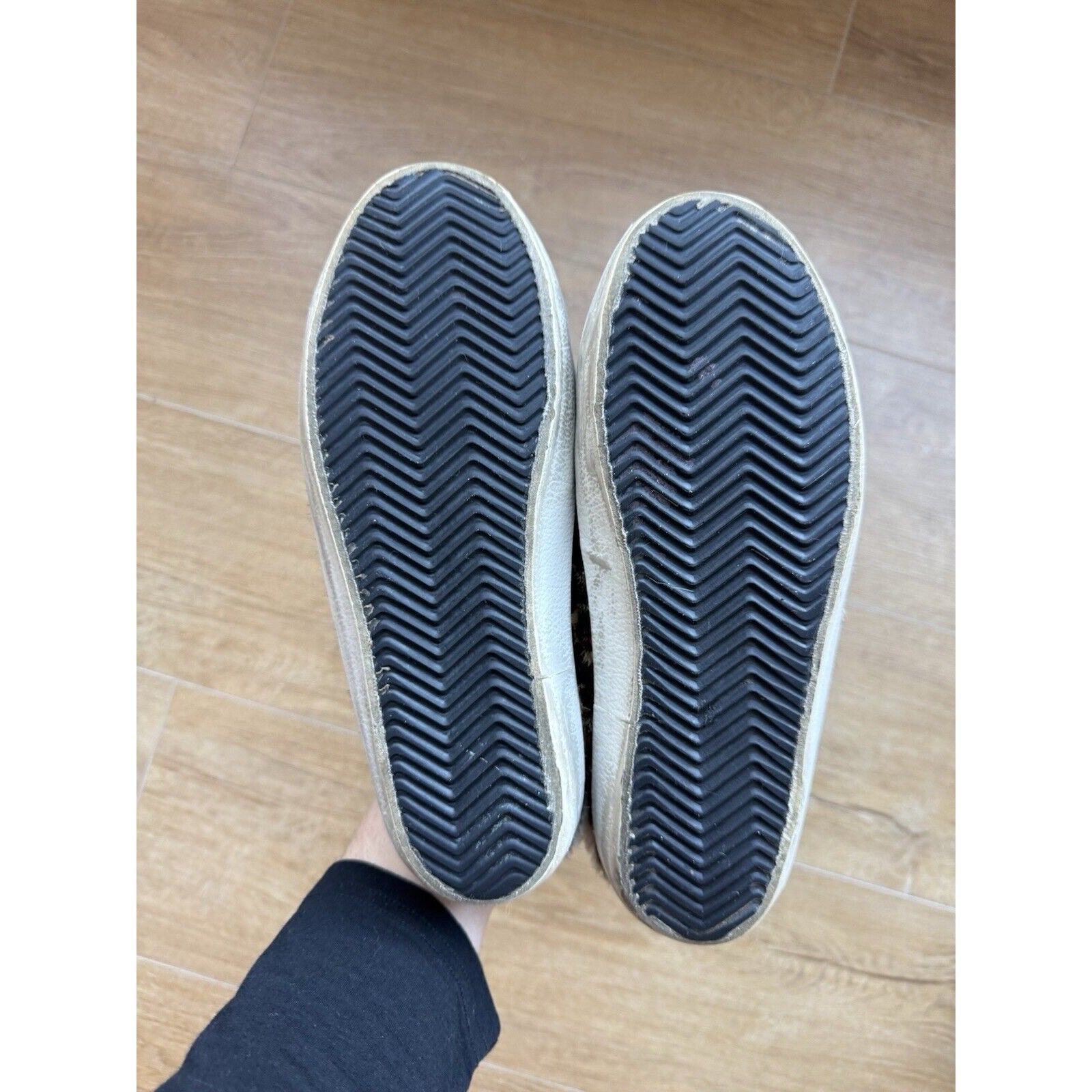 Golden Goose Super-Star Slip On Leapord Print Glitter Star Shearling Lined