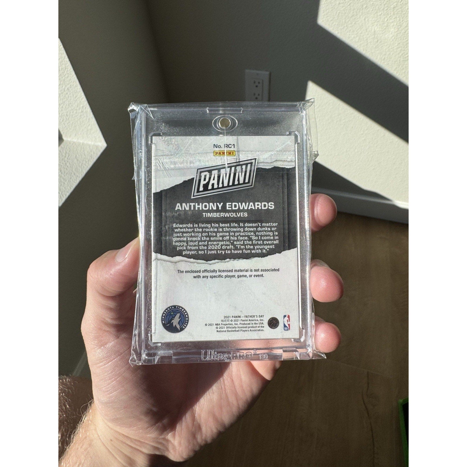 Anthony Edwards 2020-21 Panini Fathers Day Rookie Patch Three Color 03/10
