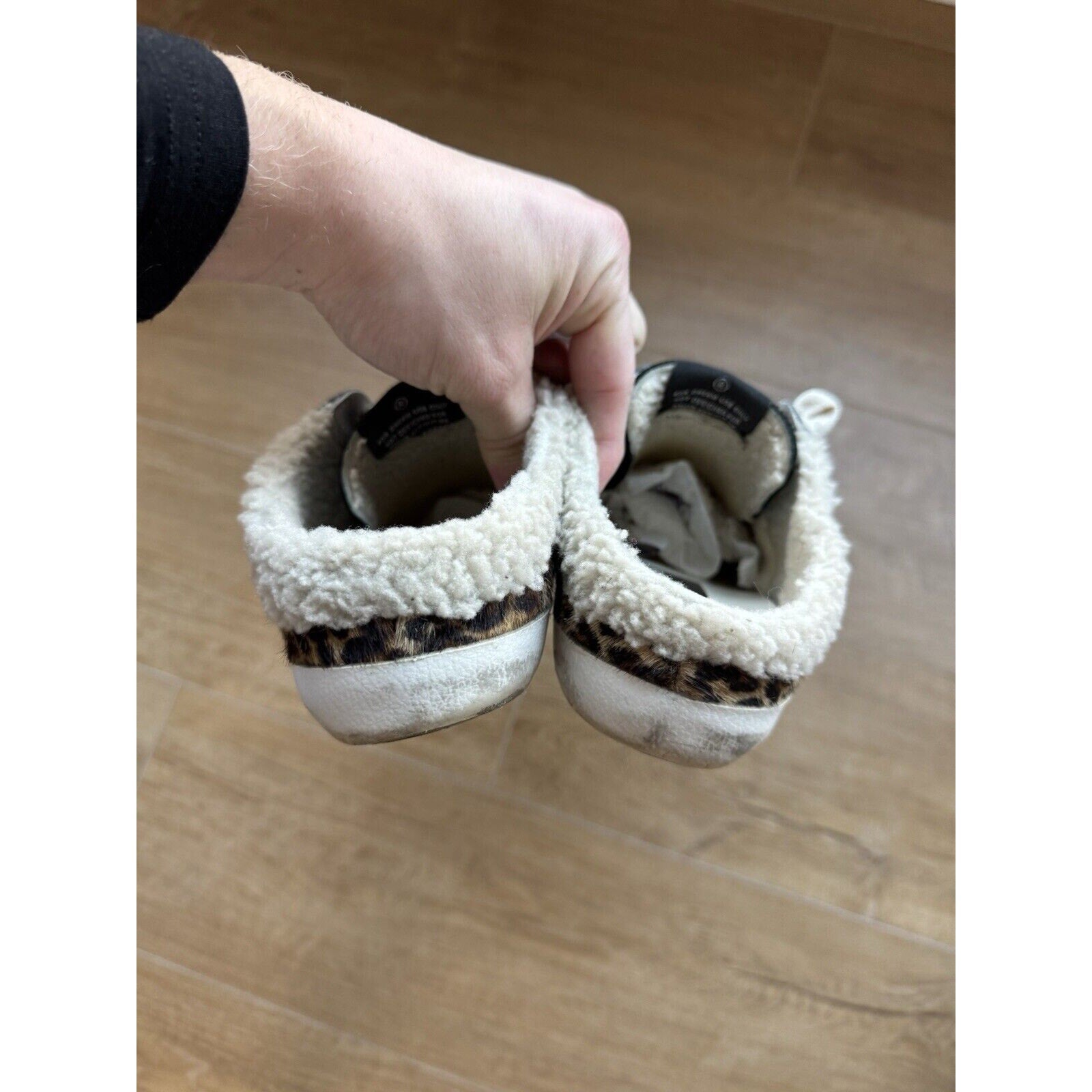 Golden Goose Super-Star Slip On Leapord Print Glitter Star Shearling Lined