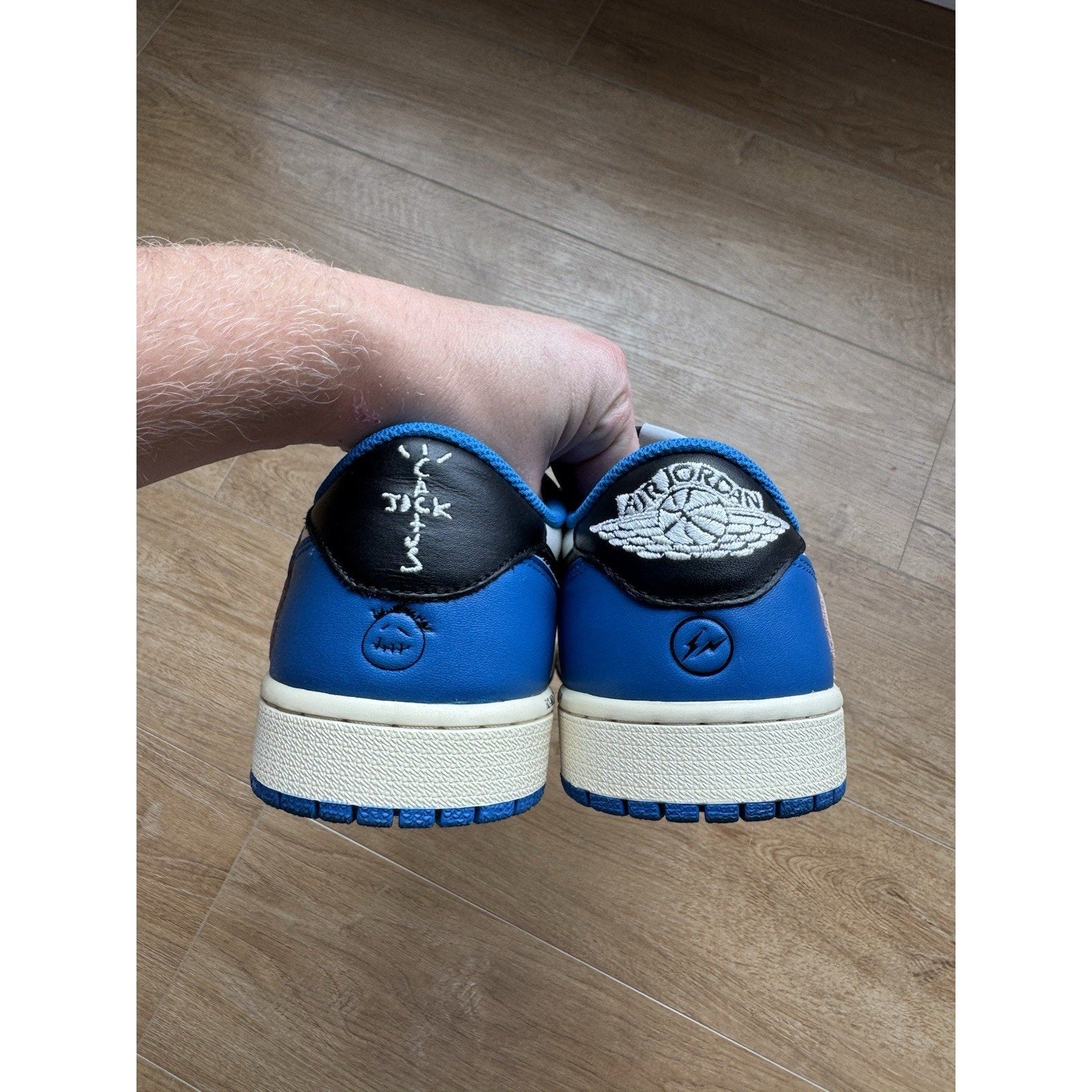 Jordan 1 Retro x Fragment Design x Travis Scott Low Blue - Size 10.5