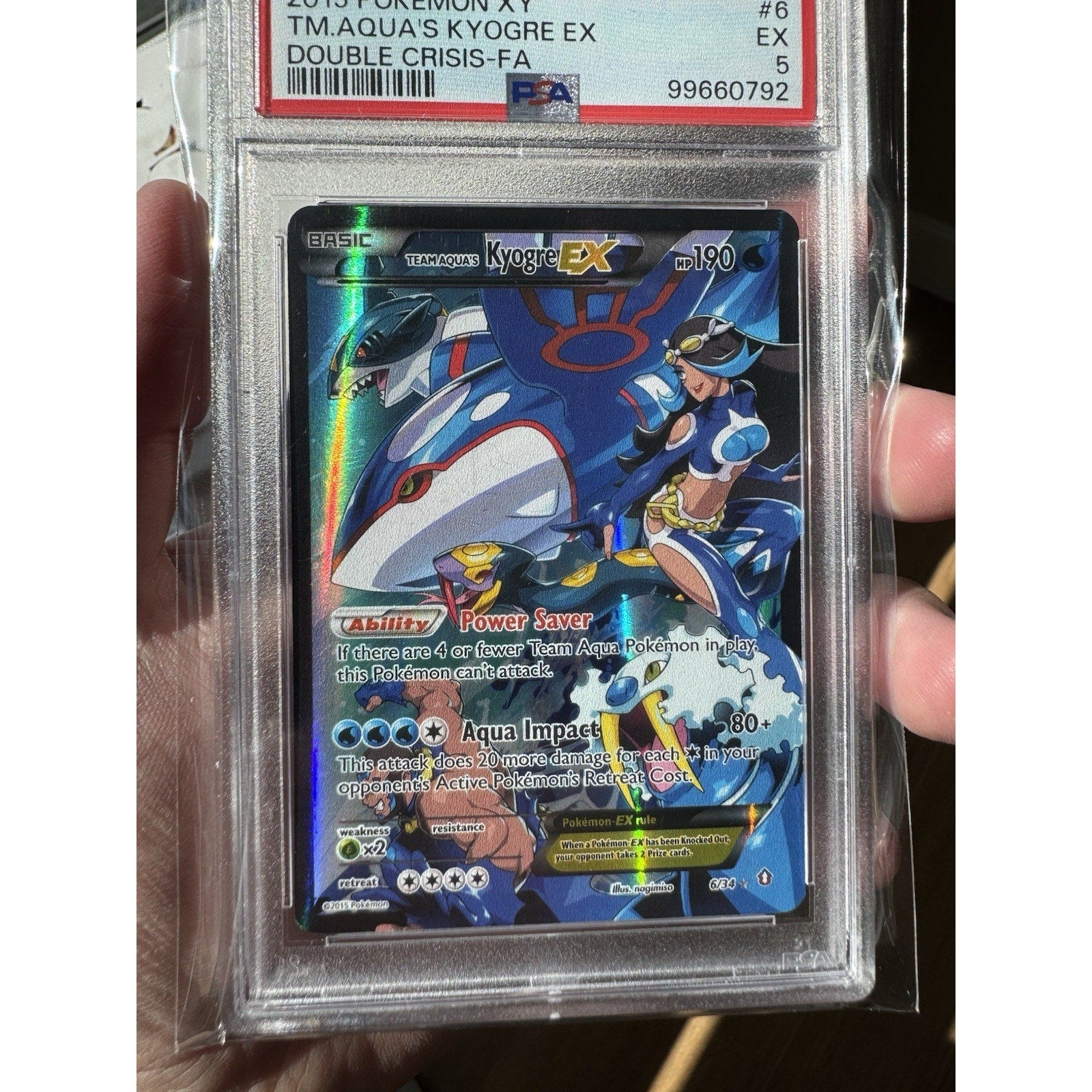 2015 Pokemon XY Double Crisis #6 Team Aqua's Kyogre PSA 5