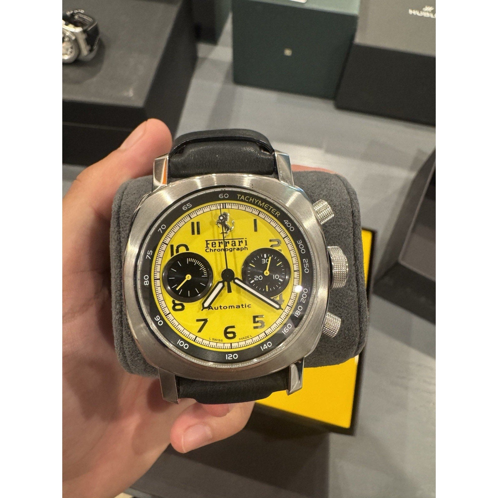 Panerai Ferrari Yellow Men's Leather Strap Watch - FER00011