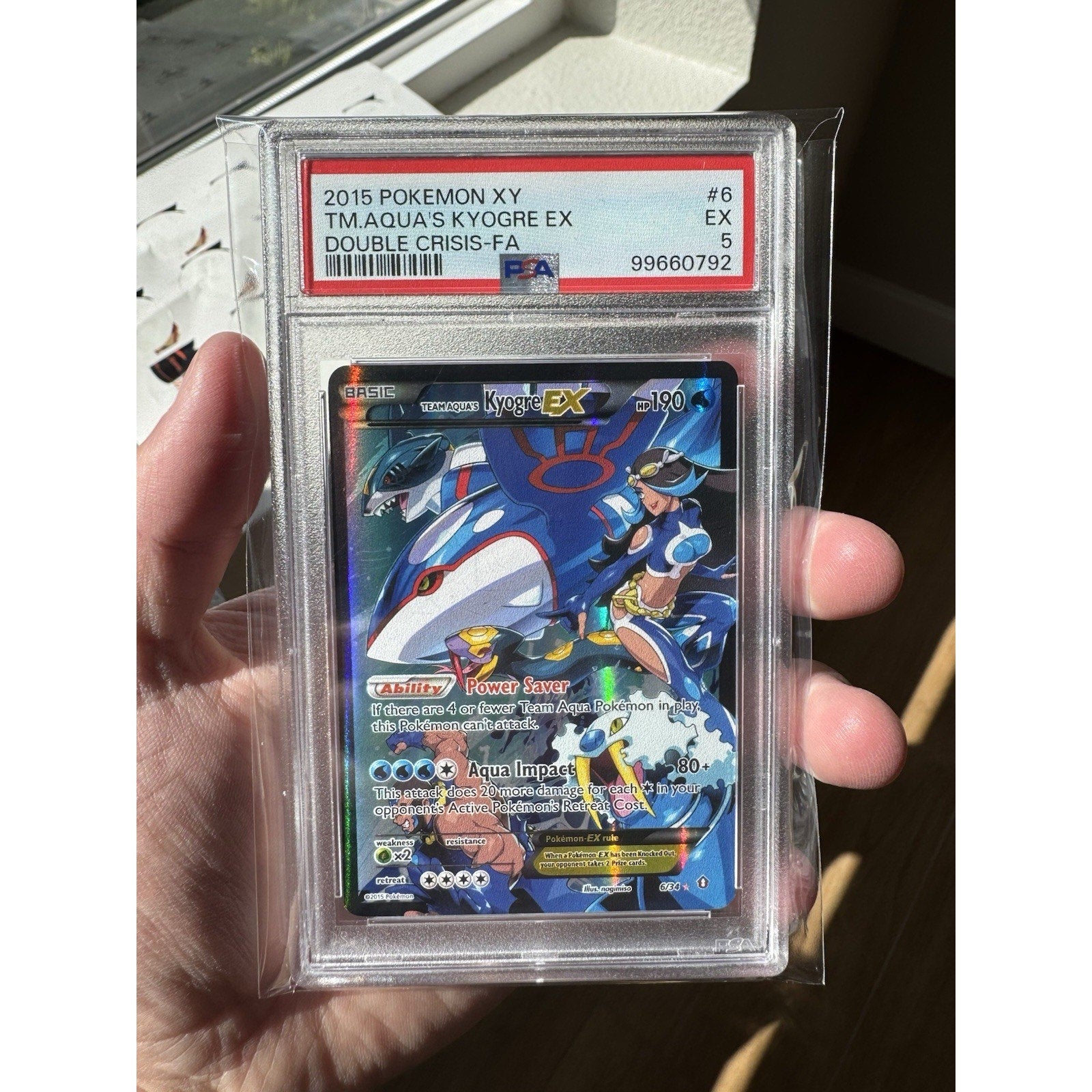 2015 Pokemon XY Double Crisis #6 Team Aqua's Kyogre PSA 5