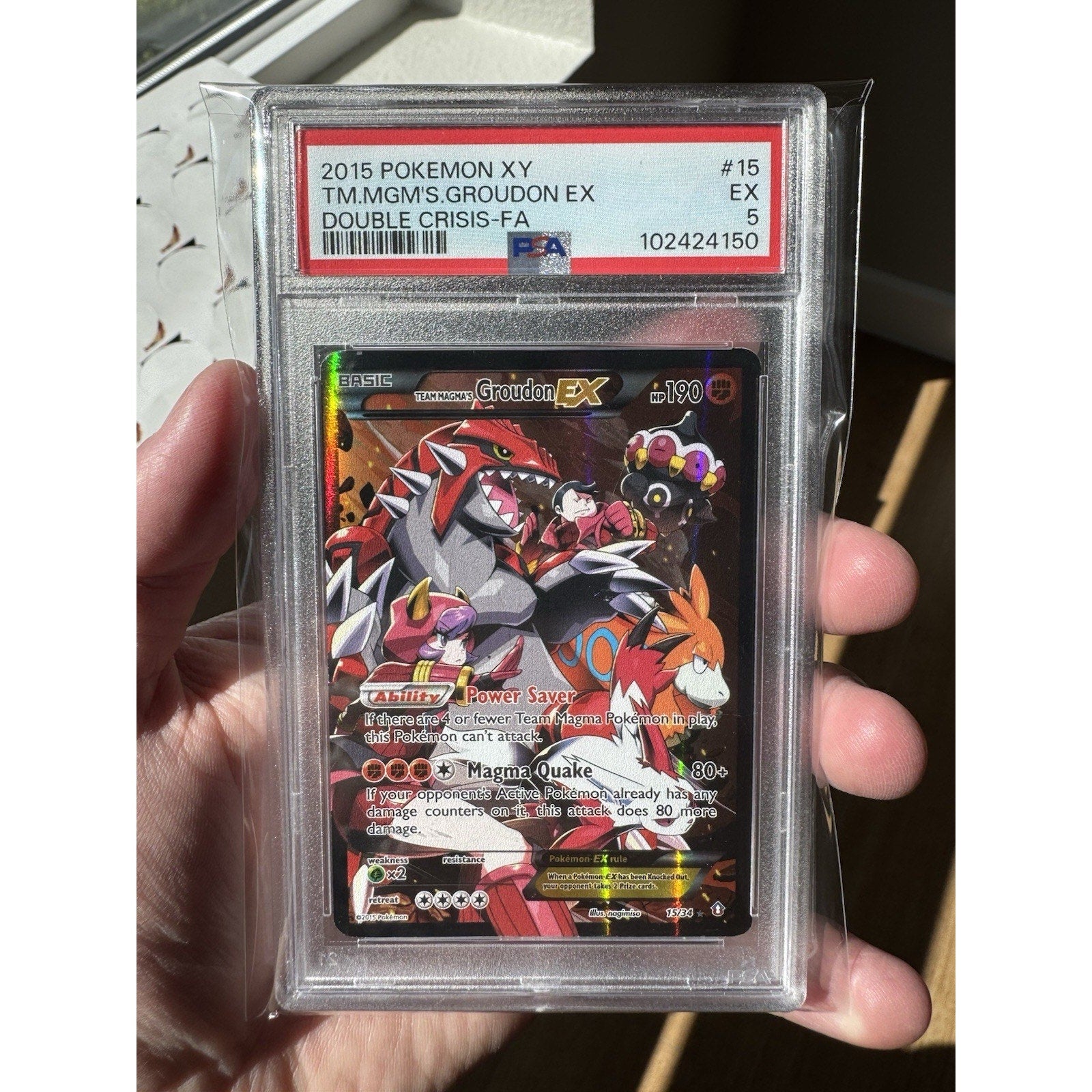 Pokémon Team Magma's Groudon EX Double Crisis 15/34 Full Art Holo PSA 5