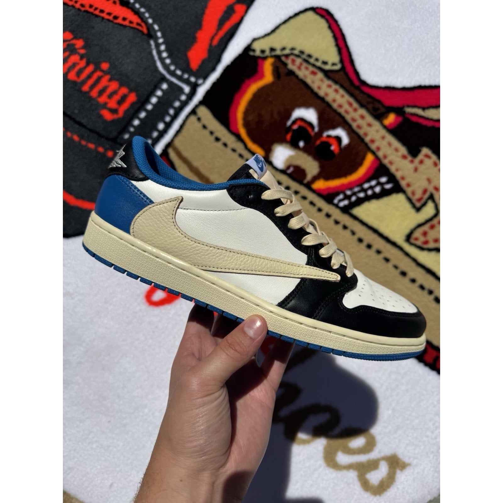 Jordan 1 Retro x Fragment Design x Travis Scott Low Blue - Size 10.5