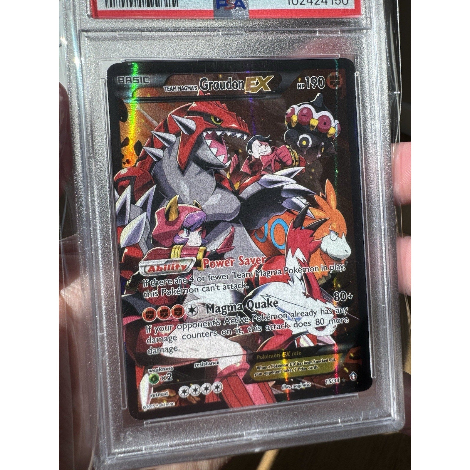 Pokémon Team Magma's Groudon EX Double Crisis 15/34 Full Art Holo PSA 5