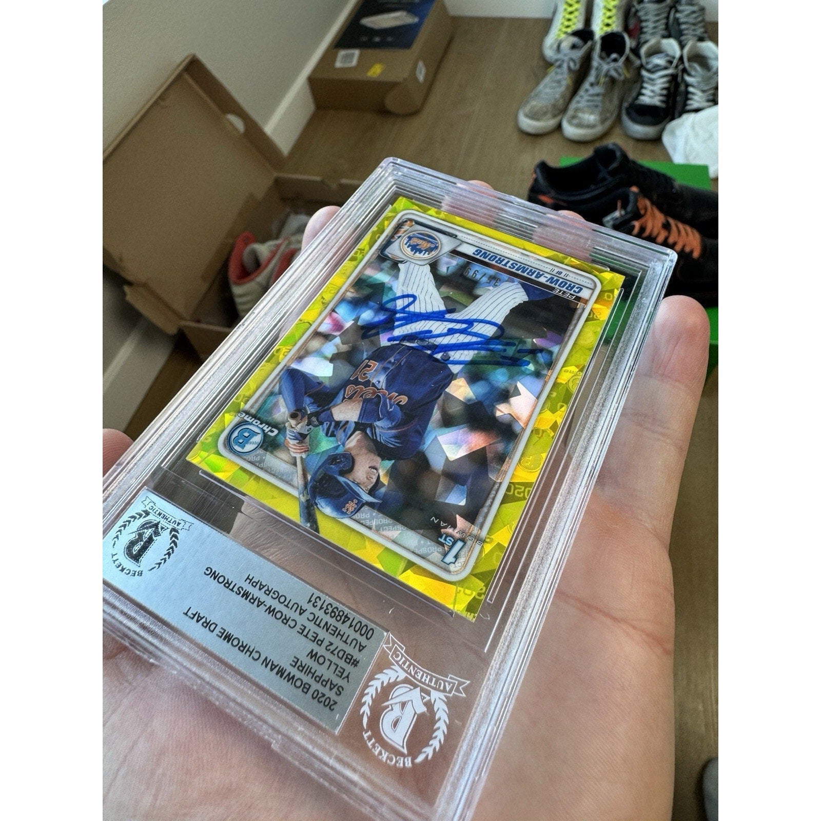 Pete Crow Armstrong 2020 Bowman Chrome Draft Sapphire Yellow 35/99 Autograph