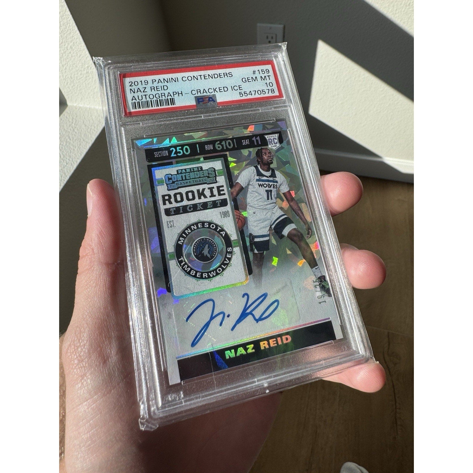 Naz Reid 2019 Panini Contenders Rookie Ticket Cracked Ice 19/25 PSA 10