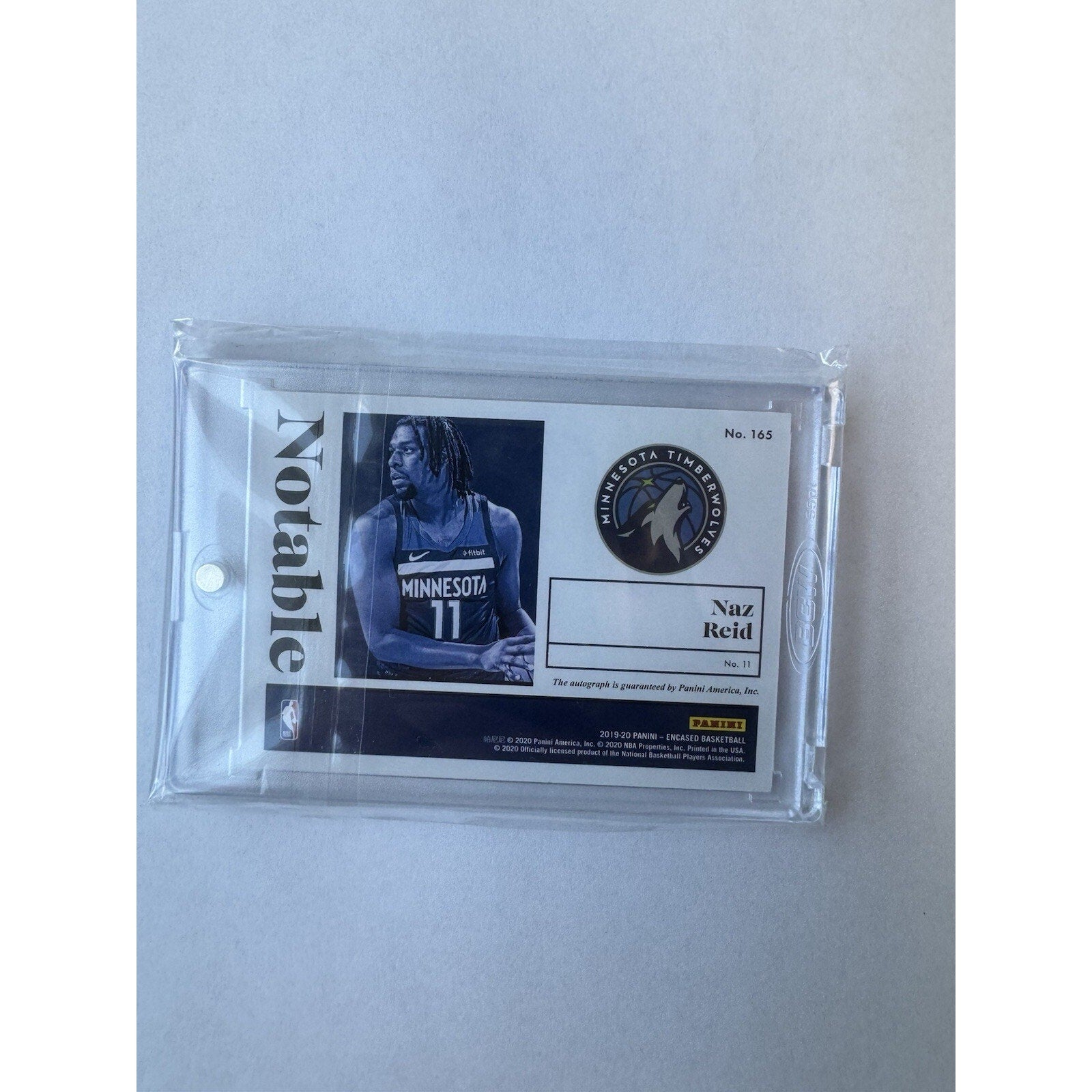 Naz Reid 2019 Rookie Encased Autograph Green /5 Inscription