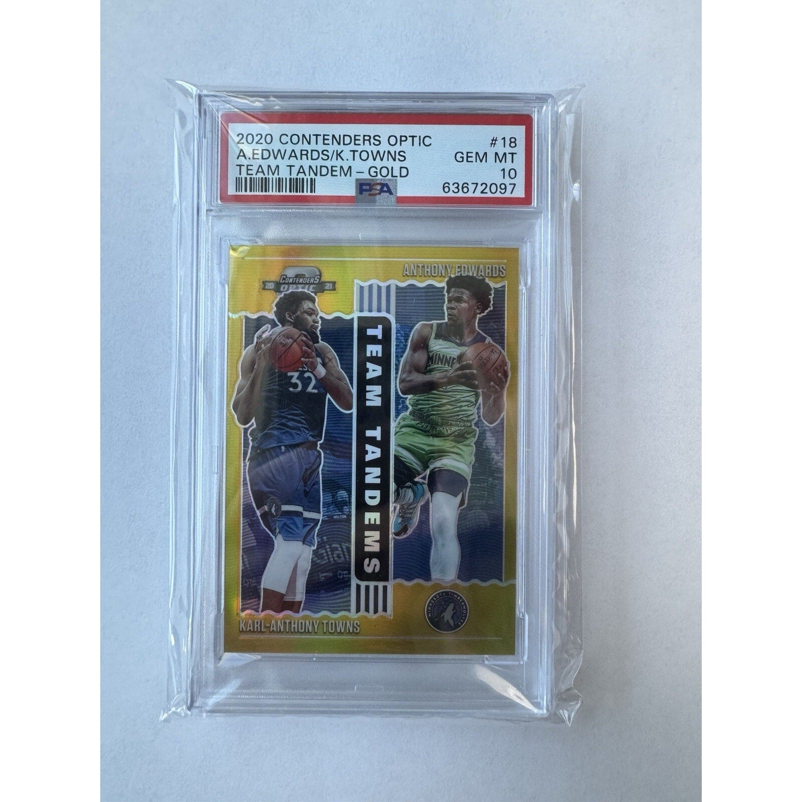2020 Contenders Optic Team Tandems Edwards Towns Team Tandem Gold 06/10 PSA 10