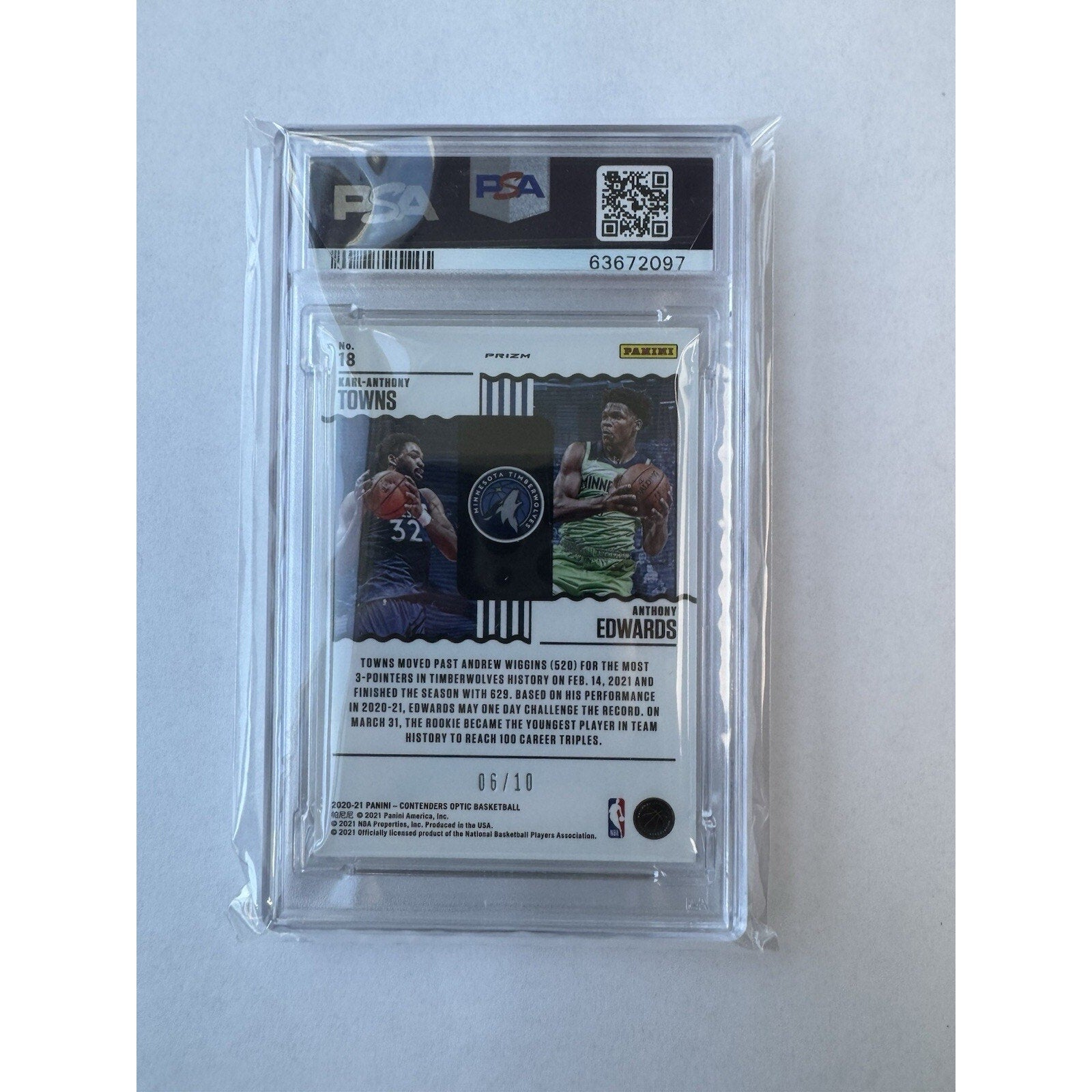 2020 Contenders Optic Team Tandems Edwards Towns Team Tandem Gold 06/10 PSA 10