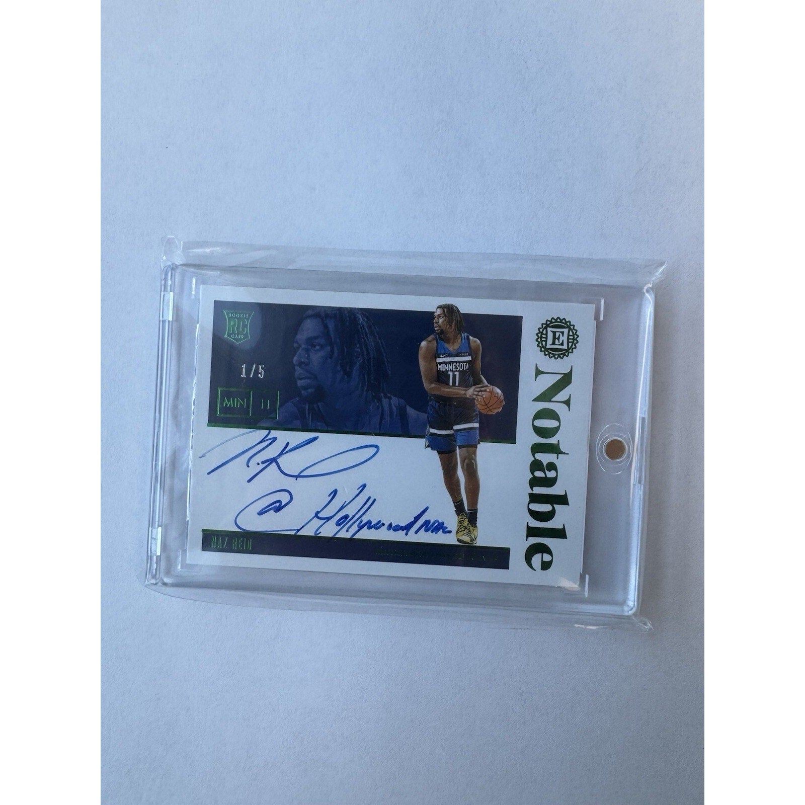 Naz Reid 2019 Rookie Encased Autograph Green /5 Inscription