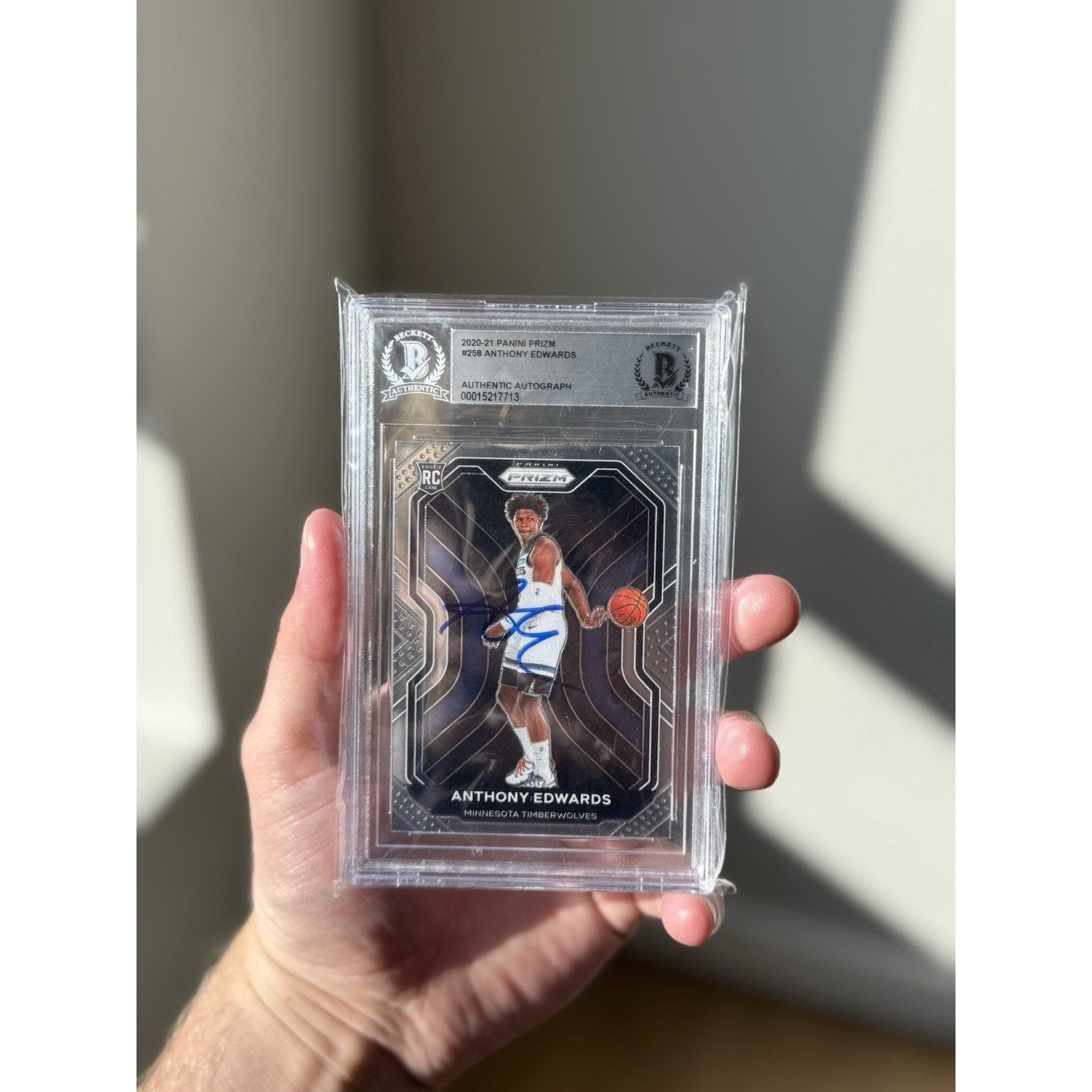 Anthony Edwards Prizm 2020-21 Rookie In Person Autograph Becket Authenticated