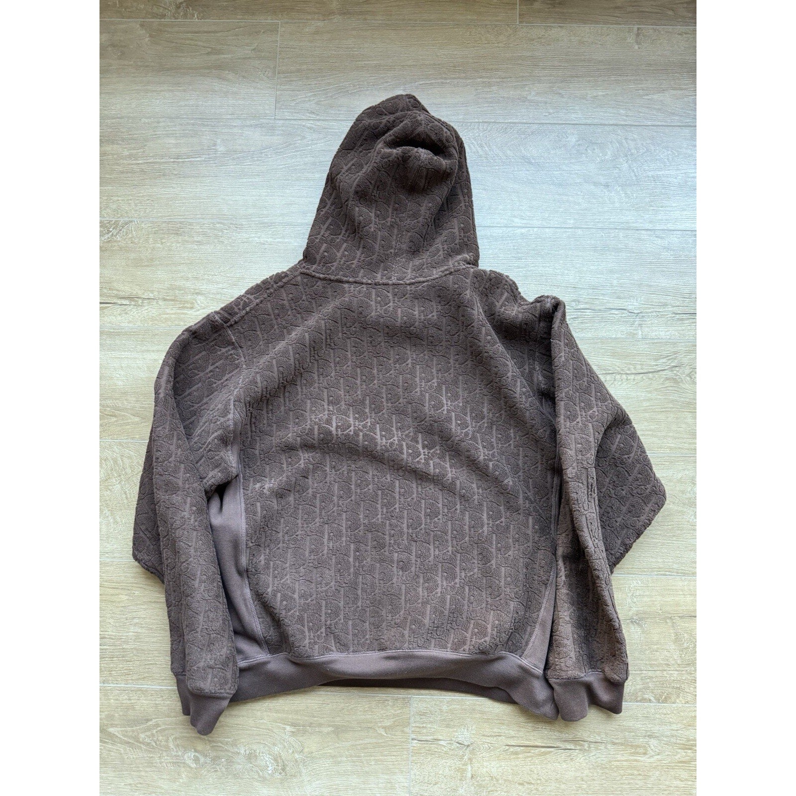 Dior Relaxed Hoodie Embroidered Logo Terrycloth Brown Size XXL (Fits small)