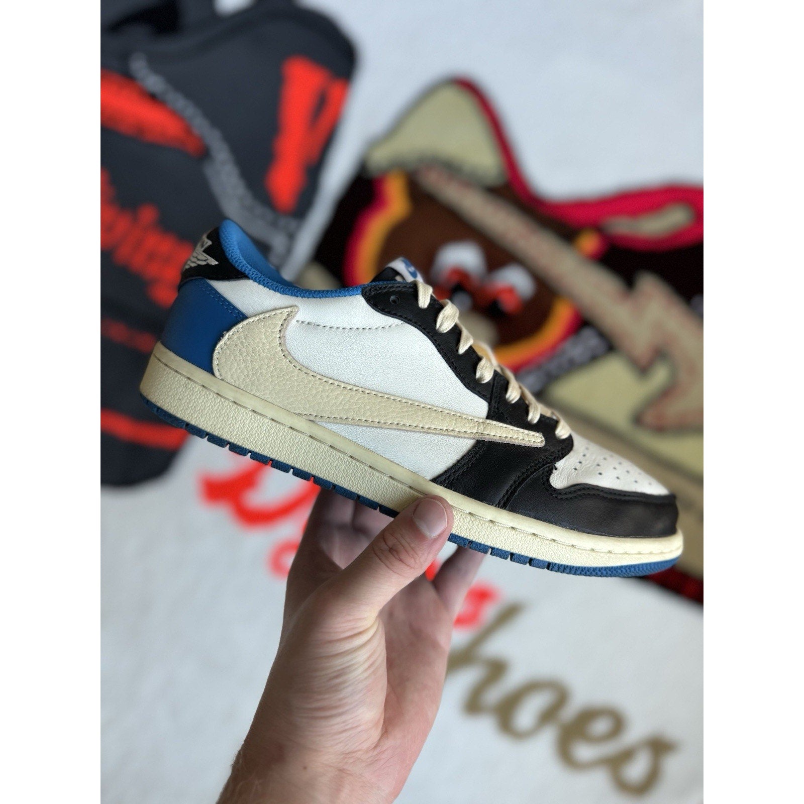 Jordan 1 Retro x Fragment Design x Travis Scott Low Blue - Size 8