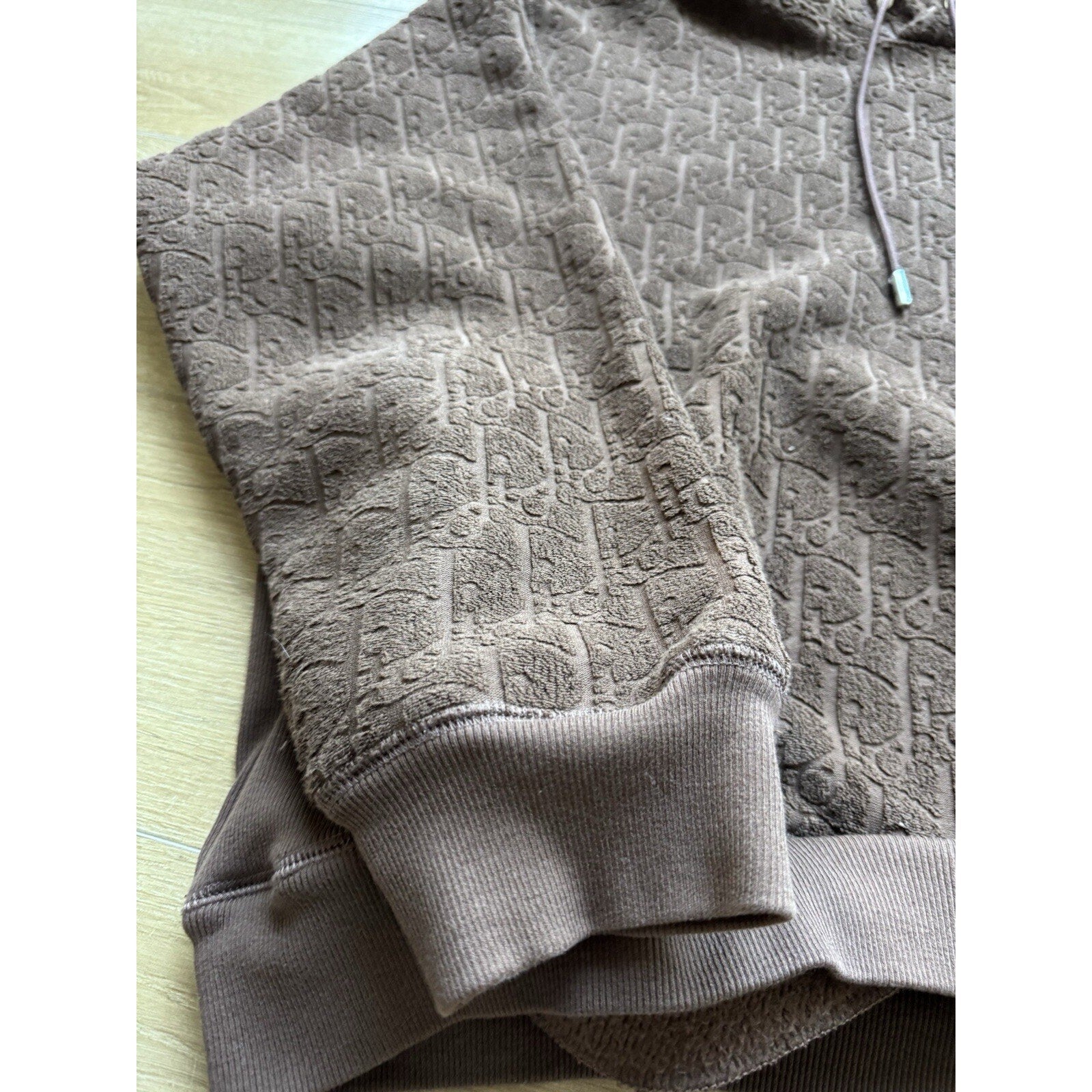 Dior Relaxed Hoodie Embroidered Logo Terrycloth Brown Size XXL (Fits small)