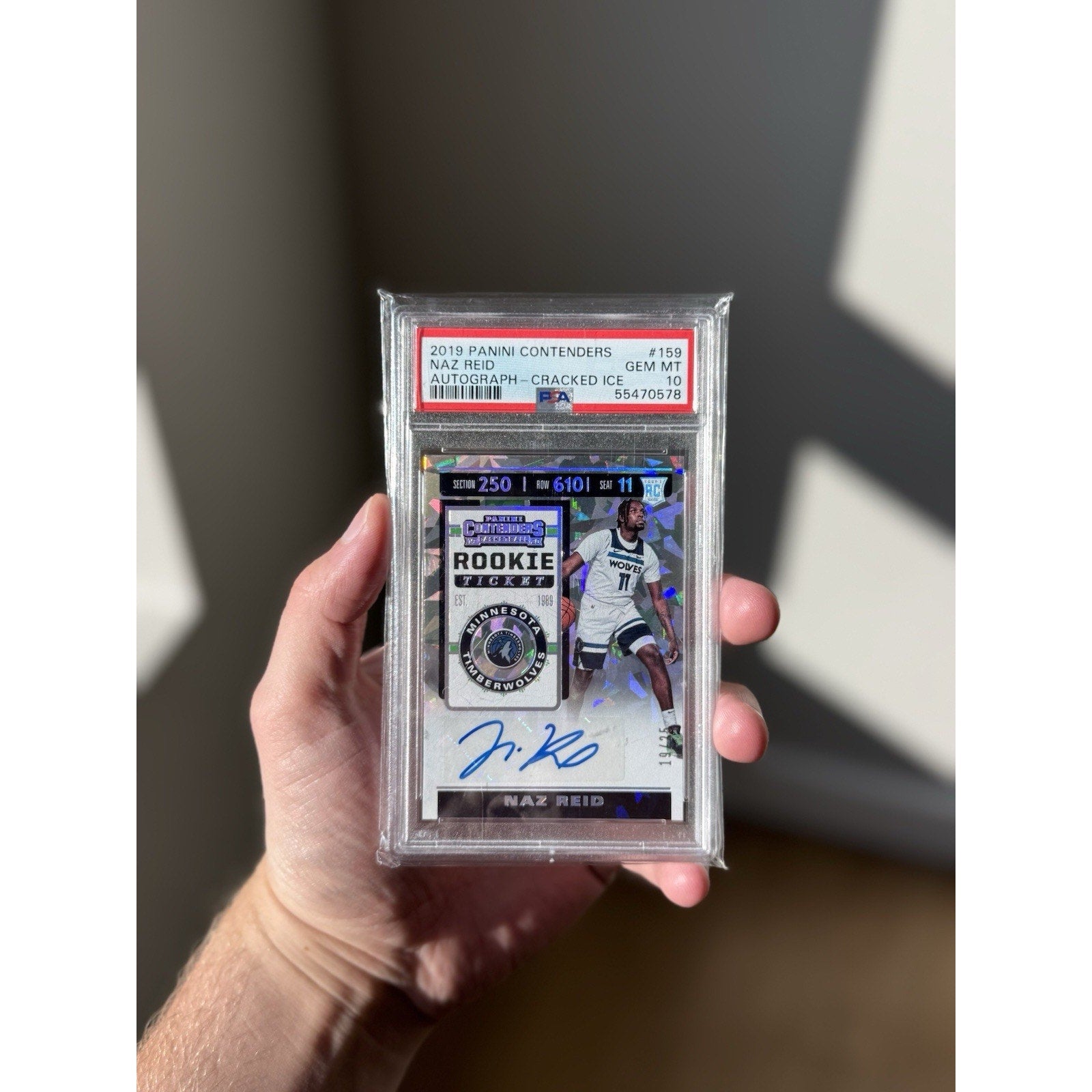 Naz Reid 2019 Panini Contenders Rookie Ticket Cracked Ice 19/25 PSA 10