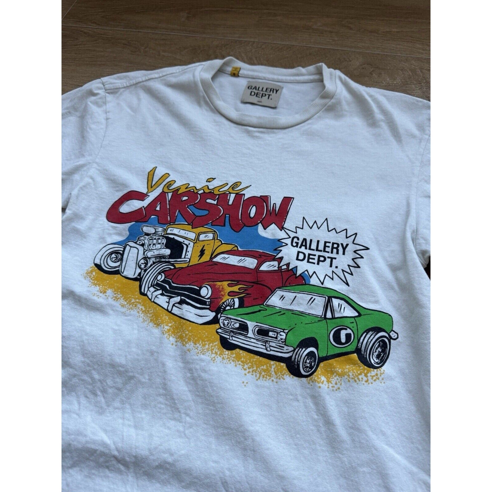 Gallery Dept. Shirt Mens Small Beige Venice Car Show Graphic Print Tee Shirt
