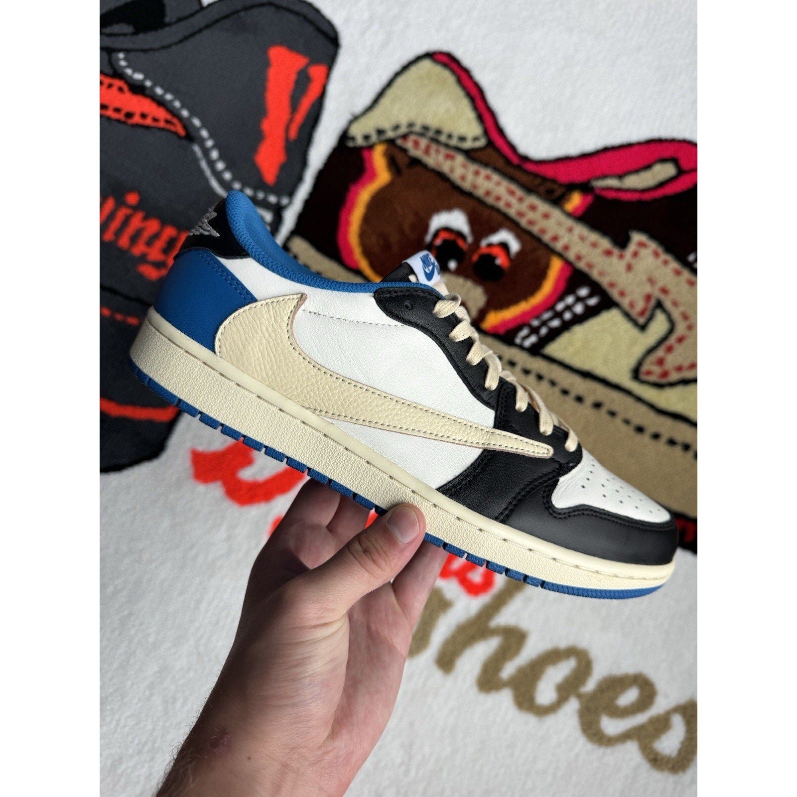 Jordan 1 Retro x Fragment Design x Travis Scott Low Blue - Size 10.5