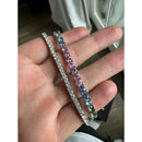 Custom Sapphire Rainbow White Gold Tennis Bracelet 7 inch, 16 CTS, 14K Gold
