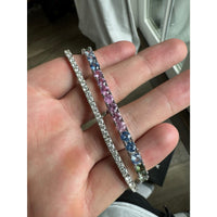 Custom Sapphire Rainbow White Gold Tennis Bracelet 7 inch, 16 CTS, 14K Gold