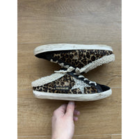 Golden Goose Super-Star Slip On Leapord Print Glitter Star Shearling Lined